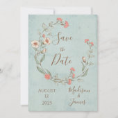 Save The Date Romantique Floral Script main tiré chic Mariage (Devant)
