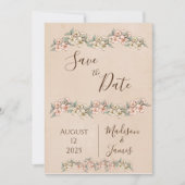 Save The Date Romantique Floral Script main tiré chic Mariage (Devant)