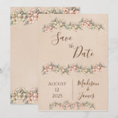 Save The Date Romantique Floral Script main tiré chic Mariage (Devant / Derrière)