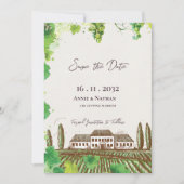 Save The Date Romantique Grapevine Vin Pays Vignoble Mariage (Devant)