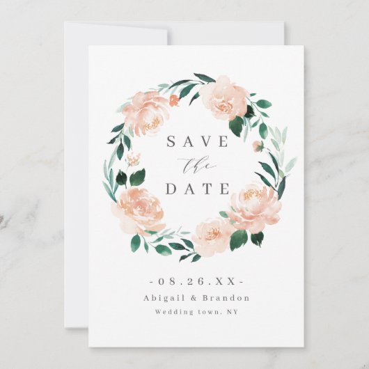 Save The Date Romantique jardin pêche mariage floral (Devant)