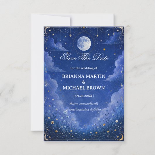 Save The Date Romantique Lunaire Céleste (Devant)