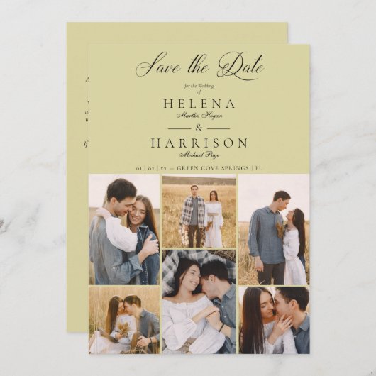Save The Date Romantique Moderne Chic Collage 6 Photos Couple (Devant / Derrière)