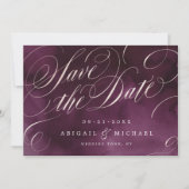 Save The Date Romantique Moody plum calligraphie enregistrer la  (Devant)