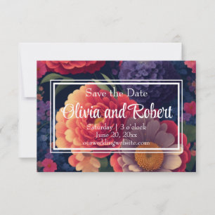 Save The Date Romantique orange rouge violet floral