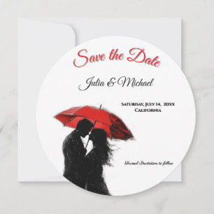 Save The Date Romantique Parisien Parapluie Rouge Love Silhouett