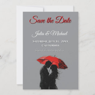 Save The Date Romantique Parisien Parapluie Rouge Love Silhouett