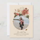 Save The Date Romantique Peint Floral Mariage Faux Or (Devant)