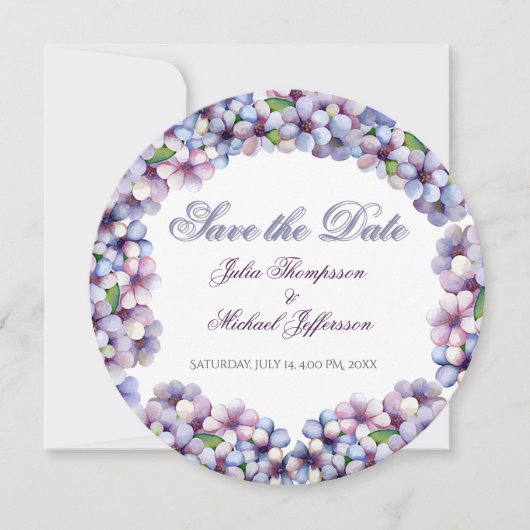 Save The Date Romantique Poétique Lilac Aquarelle Mariage Floral (Devant)