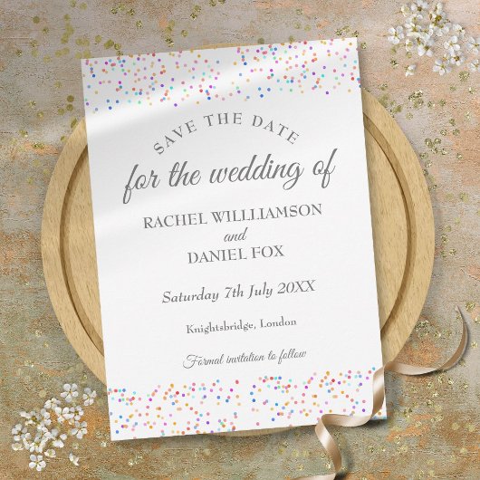 Save The Date Romantique Rainbow Confetti Mariage