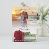 Save The Date Romantique Rose rouge photo superposition Texte bl (Debout devant)