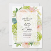 Save The Date Romantique Rose Sage Vert Mariage (Devant)
