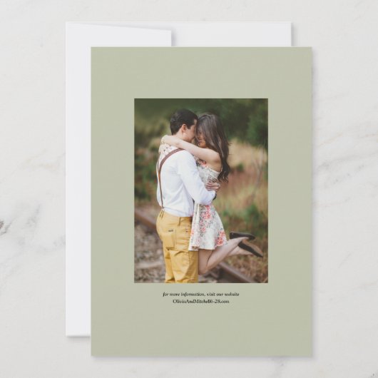 Save The Date Romantique Rose Sage Vert Mariage (Dos)