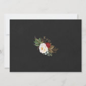 Save The Date Romantique Rouge Floral Bouquet Noir & Or Mariage  (Dos)