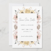 Save The Date Romantique Rustique Floral Neutre Mariage photo En (Devant)