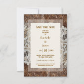 Save The Date Romantique rustique pays occidental cuir et dentel (Devant)