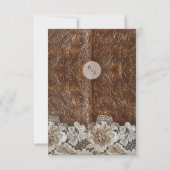 Save The Date Romantique rustique pays occidental cuir et dentel (Dos)