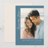 Save The Date Romantique Sarcelle Moderne Photo (Devant / Derrière)