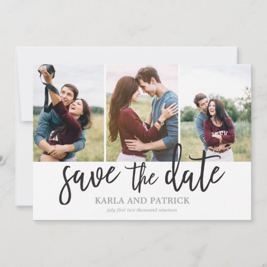Save The Date Romantique Script Photo Collage Enregistrer La Dat (Devant)
