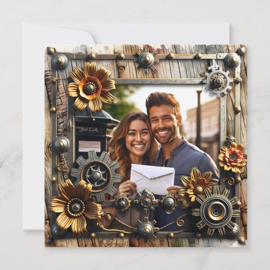 Save The Date Romantique Steampunk Mariage personnalisé RSVP (Devant)