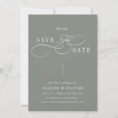 Save The Date Romantique Tourbillonnant calligraphie Sage Green (Devant)