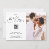 Save The Date Romantique Tourbillonnant Script QR Code Mariage P (Devant)