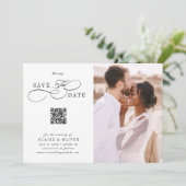 Save The Date Romantique Tourbillonnant Script QR Code Mariage P (Debout devant)