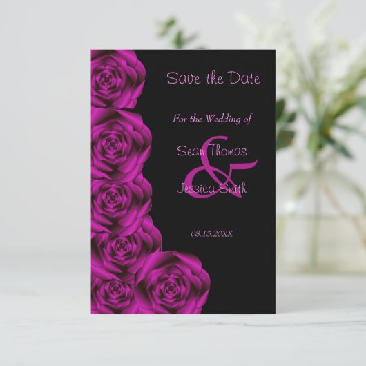 Save The Date Romantique violet Rose noir Enregistrer la date (Debout devant)