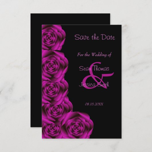 Save The Date Romantique violet Rose noir Enregistrer la date (Devant / Derrière)