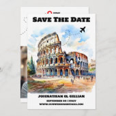 Save The Date Rome destination mariage enregistrer la date moder (Devant / Derrière)