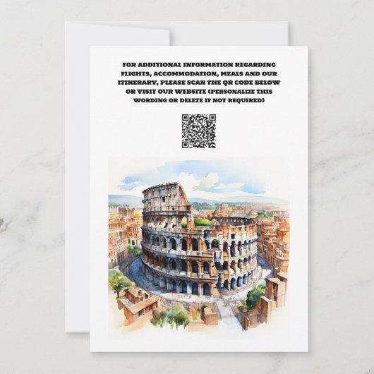 Save The Date Rome mariage aquarelle attractions photo (Dos)