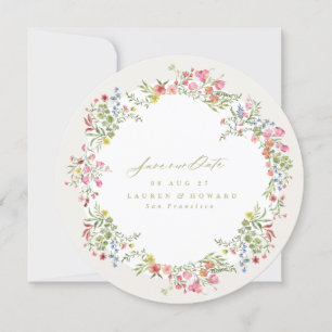 Save The Date rond romantique non photo floral arche printemps m