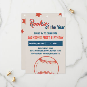 Save The Date Rookie de l'année Baseball fête d'anniversaire