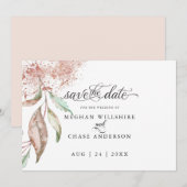 Save the date | Roos Koraalolie Waterverf (Voorkant / Achterkant)