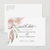 Save the date | Roos Koraalolie Waterverf Briefkaart (Voorkant / Achterkant)