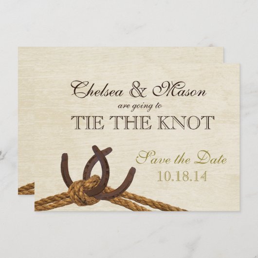 Save The Date Rope rustique et chaussures de cheval Enregistrer (Devant / Derrière)
