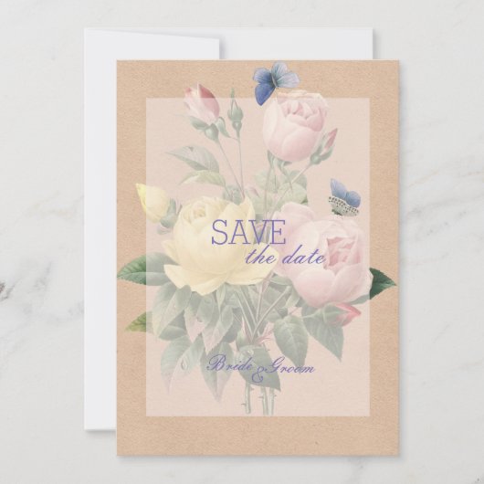Save The Date Rose anglais Mariage de jardin SAVE la date (Devant)