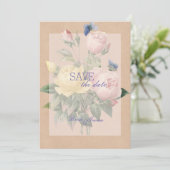 Save The Date Rose anglais Mariage de jardin SAVE la date (Debout devant)