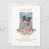 Save The Date Rose aquarelle MARY Photo vert émeraude (Devant)