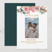 Save The Date Rose aquarelle MARY Photo vert émeraude (Devant / Derrière)