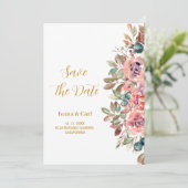Save The Date Rose aquarelle vert émeraude de MARY (Debout devant)