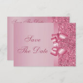 Save The Date Rose avec Sequins Imprimés Nœud & Diamant Save the (Devant / Derrière)
