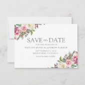 Save The Date Rose & Blanc Roses Floral Enregistrer La Date (Devant)