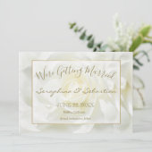 Save The Date Rose blanche et or nous nous marions Mariage (Debout devant)