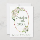 Save The Date Rose blanche Mariage de Boho Floral Bourgogne (Devant)