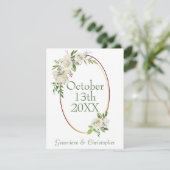 Save The Date Rose blanche Mariage de Boho Floral Bourgogne (Debout devant)