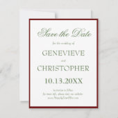 Save The Date Rose blanche Mariage de Boho Floral Bourgogne (Dos)