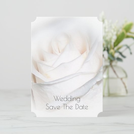 Save The Date Rose blanche Mariage personnalisé Enregistrer la d (Debout devant)
