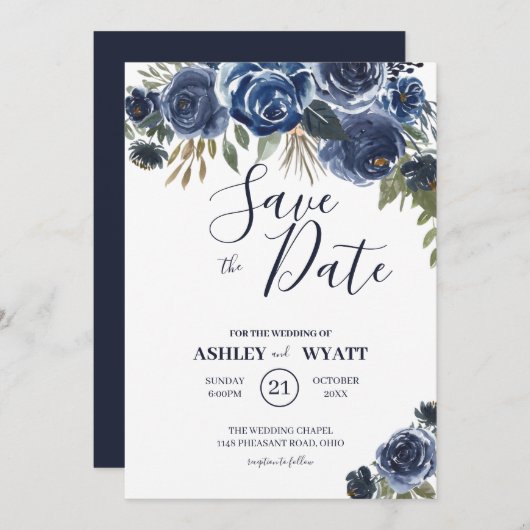 Save The Date Rose bleu (Devant / Derrière)