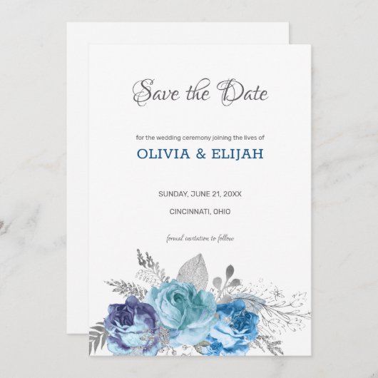 Save The Date Rose bleu (Devant / Derrière)